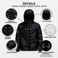Veste thermochromique personnalisée pour homme, vêtement thermique, doudoune légère et chaude avec capuche, vente en gros