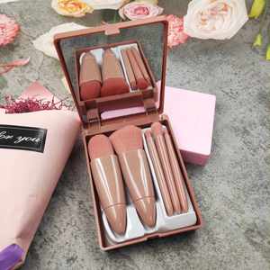 2024 New Products Your Logo High Quality Portable Cosmetic Brush With Mirror Travel Makeup Brushes Set - Product Image 4