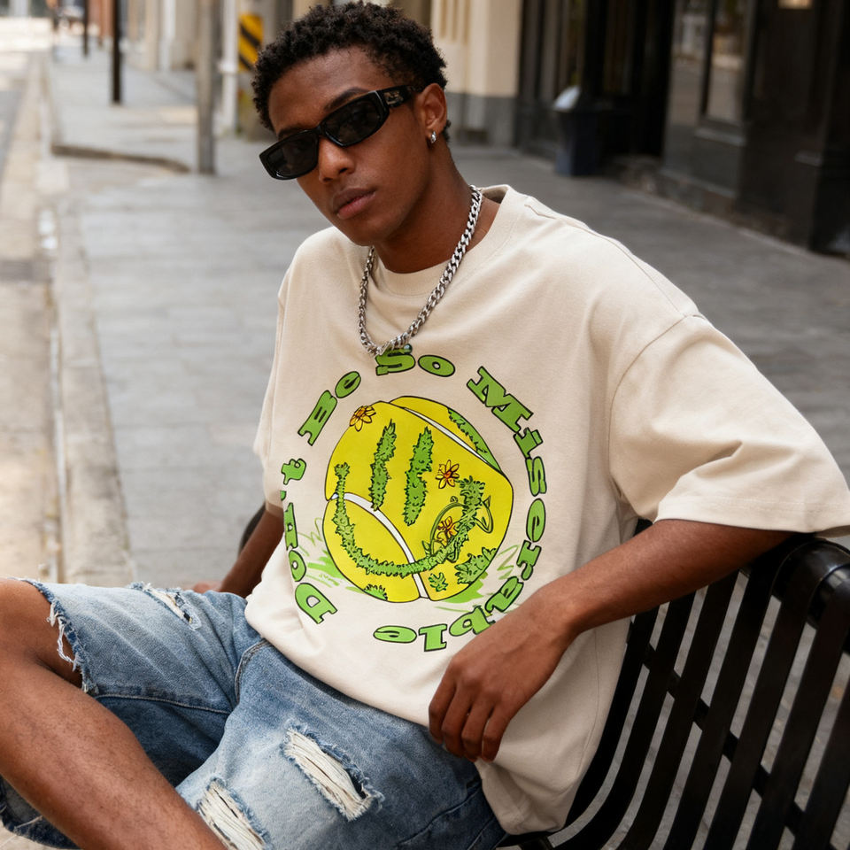 Quickshow Streetwear Screen Print T-shirt 200 Gsm Flock Printing Tshirt Manufacture Oversized Heavyweight Mens T Shirt