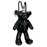 Tas Ransel Beruang Teddy Bertabur Paku Gothic untuk Wanita, Tas Selempang Bahu Bentuk Beruang Matte dengan Anting Peniti Punk, Cocok untuk Empat Musim