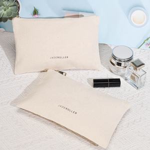 Bolsa de Maquillaje de Lona de Algodón Ecológica Personalizada al por Mayor, Bolsa de Cosméticos de Viaje de Algodón Reciclado - Product Image 1