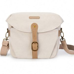 Sac photo gratuit, sacoche en toile pour appareil photo reflex numérique, sac à bandoulière rembourré vintage avec housse de pluie pour femmes et hommes - Product Image 1