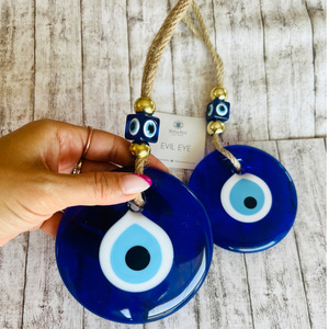Amuleto de ojo malvado de cristal bohemio azul hecho a mano turco griego buena suerte adorno colgante para decoración de hogar, oficina o coche - Product Image 2