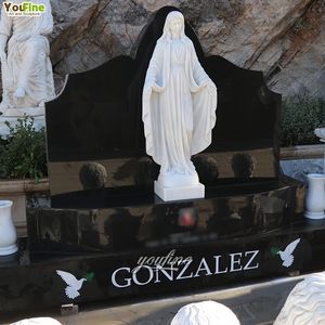 YOUFINE <span class=keywords><strong>Pierre</strong></span> <span class=keywords><strong>tombale</strong></span> en granit noir sculptée à la main de la <span class=keywords><strong>Vierge</strong></span> <span class=keywords><strong>Marie</strong></span> <span class=keywords><strong>pour</strong></span> cimetière extérieur - Product Image 6