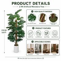 Monstera artificiel réaliste en PE de 210 cm en pot – Écologique et résistant aux UV pour la décoration intérieure moderne, idéal pour les anniversaires et Pâques