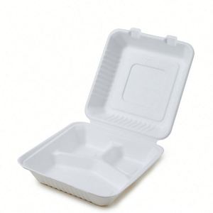 Envases Biodegradables de Bagazo de Caña de Azúcar Reciclado con Logotipo Personalizado para Comida para Llevar, Tipo Concha, para Fiestas, 9''/10''/12'' - Product Image 1