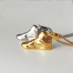 Twinkle kalung liontin sepatu basket Mini Punk 3D baja tahan karat untuk pria Swoosh Tick Hip Hop emas 18K berlapis PVD