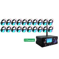 Système complet de disco silencieuse à 3 canaux, casque sans fil à LED, bundle de fête silencieuse, écouteurs et émetteur de disco silencieuse
