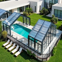 Bewegliche Elektrische Schrägdach-Terrassenabdeckung Polycarbonat Automatischer Wintergarten Einziehbarer Sonnenschutz