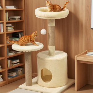 Tháp chơi mèo đa tầng đa năng, đồ nội thất cho mèo nhỏ với trụ, võng, nhà, đường hầm, giỏ làm từ chất liệu nhung mềm mại cho thú cưng - Product Image 6