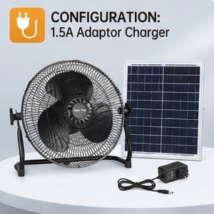 14" Solar Powered Floor Fan 14400mAh Battery 15W Panel High Power Rechargeable Pedestal Fan with USB Port for Outdoor Camping - Product Image 1