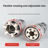 Adaptateur de clé à douille hexagonale réglable 6 points de qualité industrielle FLX, finition satinée, poignée droite, embout 3/4, 10-19 mm, OEM