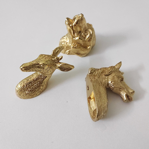 创意设计动物头像马狗鹿头黄铜橱柜拉手抽屉衣柜门把手 - Product Image 6