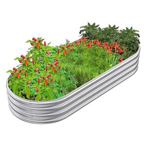 กระบะปลูกต้นไม้ยกพื้นแบบชุบสังกะสี กล่องปลูกต้นไม้ยกพื้นสำหรับกลางแจ้ง กล่องปลูกต้นไม้โลหะรูปวงรีสำหรับงานหนัก ป้องกันสนิม - Product Image 6