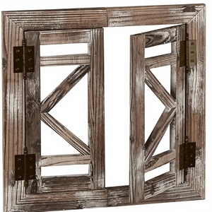 Cornice per Finestra in <span class=keywords><strong>Legno</strong></span> Rustica Quadrata, Decorazione da Parete con Vetri Apribili, Stile Fattoria per Soggiorno - Product Image 1