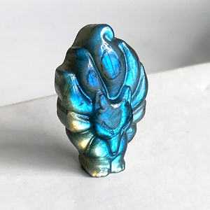 สุนัขจิ้งจอก<span class=keywords><strong>เก้า</strong></span><span class=keywords><strong>หาง</strong></span>ลายลาบราดอไรต์สีฟ้าแกะสลักด้วยมือจากธรรมชาติใช้เป็นของขวัญ - Product Image 5