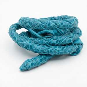 Cordons en cuir tressé écologiques turquoise, haute ténacité, finition reptile cirée pour chaussures, sacs, bijoux, vêtements, 4 mm, 8 brins - Product Image 1