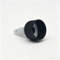 Bouteille compte-gouttes en plastique noir côtelé 24/410 avec bouchon à vis et embout transparent pour produits cosmétiques, chimiques et liquides ménagers