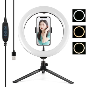 Anillo de luz portátil para sala de estar, luz de relleno con trípode para selfis, 10,2 pulgadas, 26cm - Product Image 2