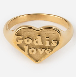 Anello Minimalista a Forma di Cuore Jietao per Donne, Anello 'Dio è Amore' in Acciaio Inossidabile, Gioiello Personalizzato, Regalo di Anniversario - Product Image 1