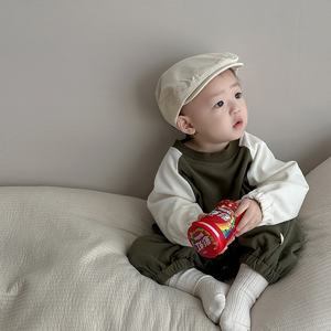 가을 패션 어린이 긴 소매 라운드 넥 장난 꾸러기 소년의 면 <span class=keywords><strong>Onesie</strong></span> 대비 색상 ODM 공급 - Product Image 3