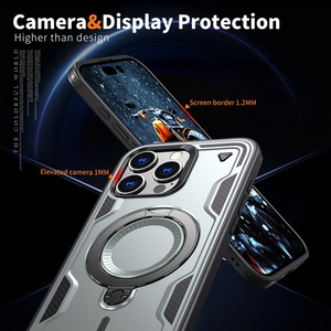 Pour iPhone 16 Pro Max 2 en 1 Anti-chute 360 métal cercle magnétique porte-carte support sans fil charge étui de téléphone pour iPhone 16Pro - Product Image 5