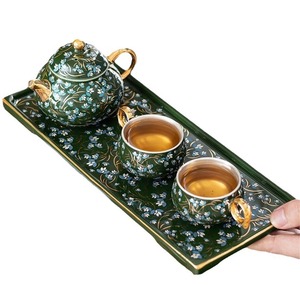 Pu Yu Ceramic Cloisonne Enamel Teapot Set Porcelain Gold Handle Kung Fu <b>Tea</b> Gift <b>Box</b> Business Gifts Dehua Origin - Product Image 5