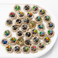 G&J Strass en verre à coudre, dos plat, sans nickel, motif floral, avec chaîne à griffes et bords bordés, pour DIY, chaussures, pinces à cheveux, bandeaux