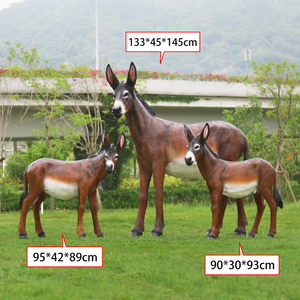 Escultura de burro de fibra de vidrio OEM ODM, suministro de fábrica, estatua de animal de granja personalizada para exhibición en jardín, césped, patio, granja y rancho - Product Image 3