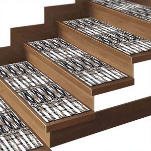 Alfombra para Escaleras, Alfombra Marrón, Alfombra Tradicional, Alfombra Estampada, Alfombra de Lana con Reverso de Látex - Product Image 1