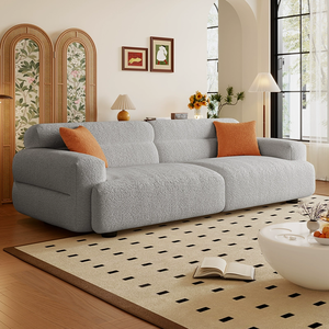Sofá de Tela Blanco de Diseño Moderno y Económico, Sofá de Sala de Estar Cómodo de 3 Plazas, Estructura de Madera Resistente, <span class=keywords><strong>Muebles</strong></span> de Sala de Estar - Product Image 4