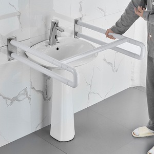Barandilla de acero inoxidable para lavabo con pedestal 8868-3AC, barra de seguridad antideslizante amarilla para personas mayores y discapacitadas, para baño - Product Image 2