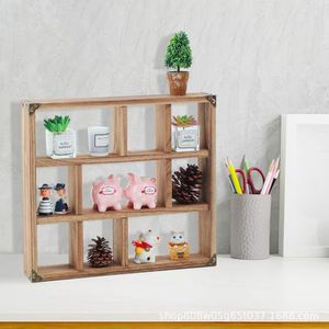 Estante de pared de madera maciza con rejilla, 3 niveles, color retro, estante de almacenamiento montado en la pared para sala de estar, dormitorio, organizador decorativo - Product Image 3
