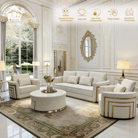 Canapés de luxe populaires pour salon, ensemble modulaire en cuir blanc 1+2+3 places, solution de mobilier tout-en-un pour projets de villas