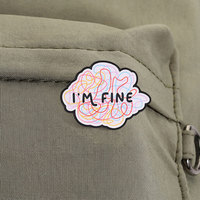Épinglette en émail 'I Am Fine Tangled Line', badge décoratif en métal pour sac à dos, veste, sac, slogan sur la santé mentale, accessoire de mode, ornement