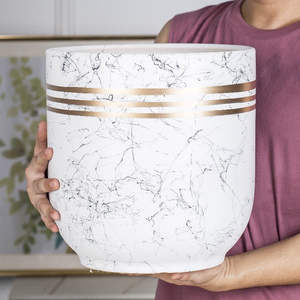 กระถางต้นไม้เซรามิกขนาดใหญ่พิเศษ ลายหินอ่อนสไตล์นอร์ดิก สำหรับตกแต่งภายในห้องนั่งเล่น - Product Image 1