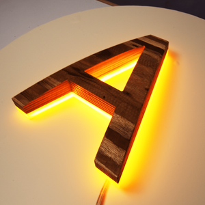 定制标志3D发光字母金属木材霓虹灯光源商业公司广告店正面标志 - Product Image 1