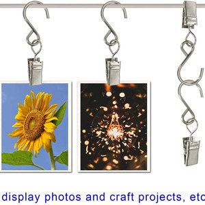 S <b>Hook</b> Clips Silver Iron <b>Hanging</b> <b>Hooks</b> <b>For</b> Kitchen Bathroom Storage Photo Display - Product Image 4
