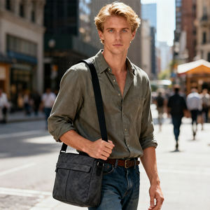 사용자 정의 저장 방수 크로스 바디 슬링 스웨이드 패브릭 패션 빈티지 사용자 정의 로고 메신저 가방 남성 - Product Image 6