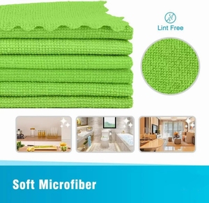 Chiffon de <span class=keywords><strong>nettoyage</strong></span> en microfibre de polyamide de luxe, réutilisable, sans peluches, multi-usages <span class=keywords><strong>pour</strong></span> la cuisine, la maison et la voiture, vert - Product Image 3