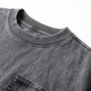 Factory Custom Logo Heavyweight 100% Cotton Acid Wash T Shirt <b>Men</b> Streetwear Mineral Wash Boxy Fit Oversized Pocket Tee Shirt - Product Image 4