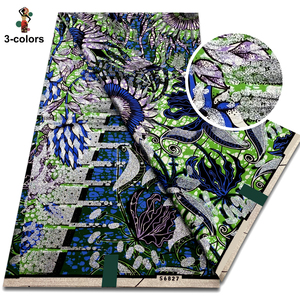 Tissus imprimés africains en gros, matériaux pour robes féminines très demandés, 6 yards de coton Grand Wax - Product Image 1