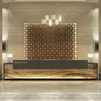 Moderno Salão de Beleza OEM Contador Do Escritório Pequeno Hotel em Frente Custom Made Mármore Mesas de Recepção do hotel