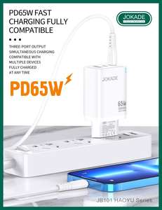 Cargador rápido JOKADE directo de fábrica de alta calidad EU GAN 65W, para dormitorio/oficina en casa/protección inteligente/<span class=keywords><strong>accesorios</strong></span> de teléfono/2TypeC1usb - Product Image 2