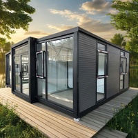 Maison préfabriquée mobile à double aile entièrement finie et extensible pour site de glamping