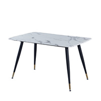 Ensemble de table en pierre de roche italienne à la mode, table à manger rectangulaire blanche pour banquet, restaurant