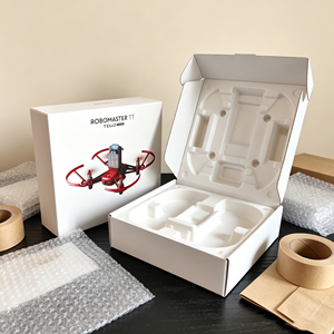 Boîte en carton personnalisée imprimée directement <span class=keywords><strong>de</strong></span> l'usine avec <span class=keywords><strong>insert</strong></span> en pâte à papier antichoc pour quadricoptère éducatif Robomaster TT - Product Image 1