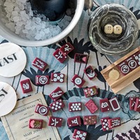 Jeu de tuiles de Mahjong américain, matériau acrylique bordeaux, 1,5*1,1*0,5 pouces, pour les jeux NMJL