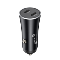 Chargeur de voiture double USB-C PD 60W, adaptateur de charge rapide PD30W+PD30W, chargeur double port DC12-24V pour voiture, camion, SUV