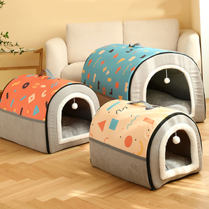 Hochwertiges Plüsch-Haustierbett Kleine Hundehütte mit Abnehmbarem Waschbarem Vier-Jahreszeiten-Katzenhaus Warmes Winter-Hundevilla - Product Image 5